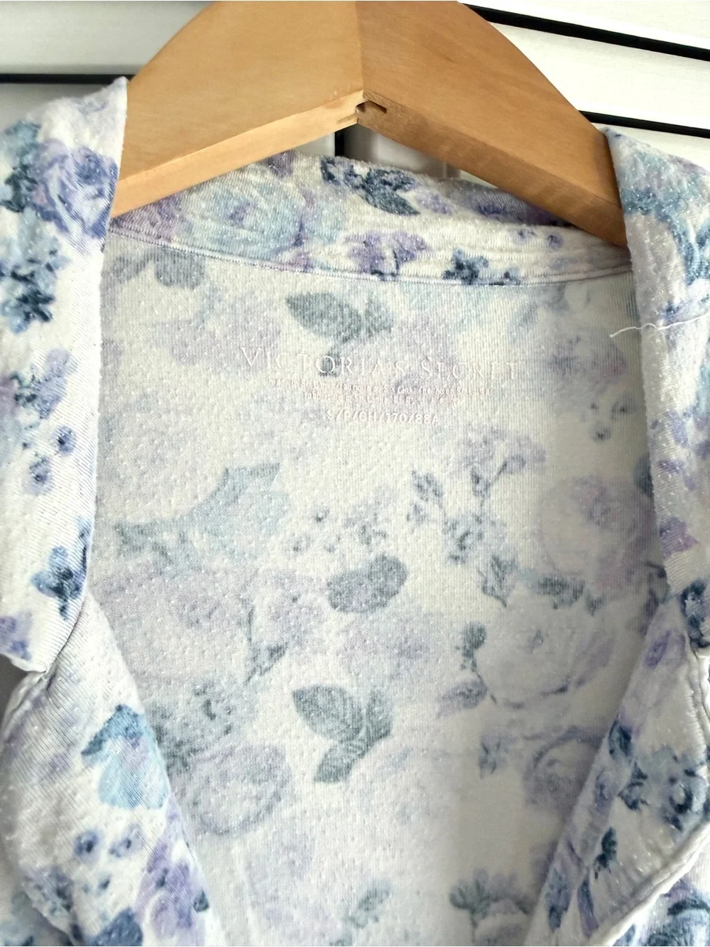 S🪻 Victoria’s Secret VS Modal Blue Lavender Purple Floral Button Up Sleepshirt